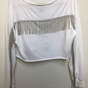 Crop Sweatshirt w/ Metal Fringe